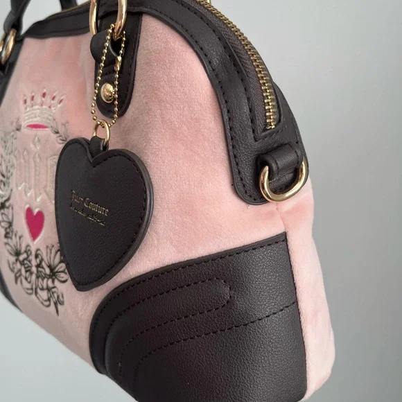 Juicy Couture Pink and Black Velour Handbag - Picture 5 of 7